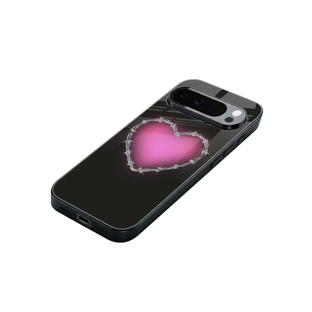 Chained Heart stylish phone case for google pixel 10 pro xl | glossy glass and slim fit