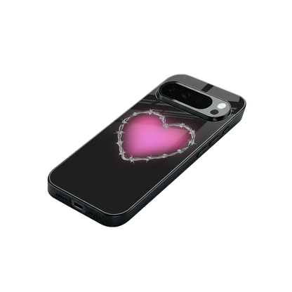 Chained Heart stylish phone case for google pixel 10 pro xl | glossy glass and slim fit