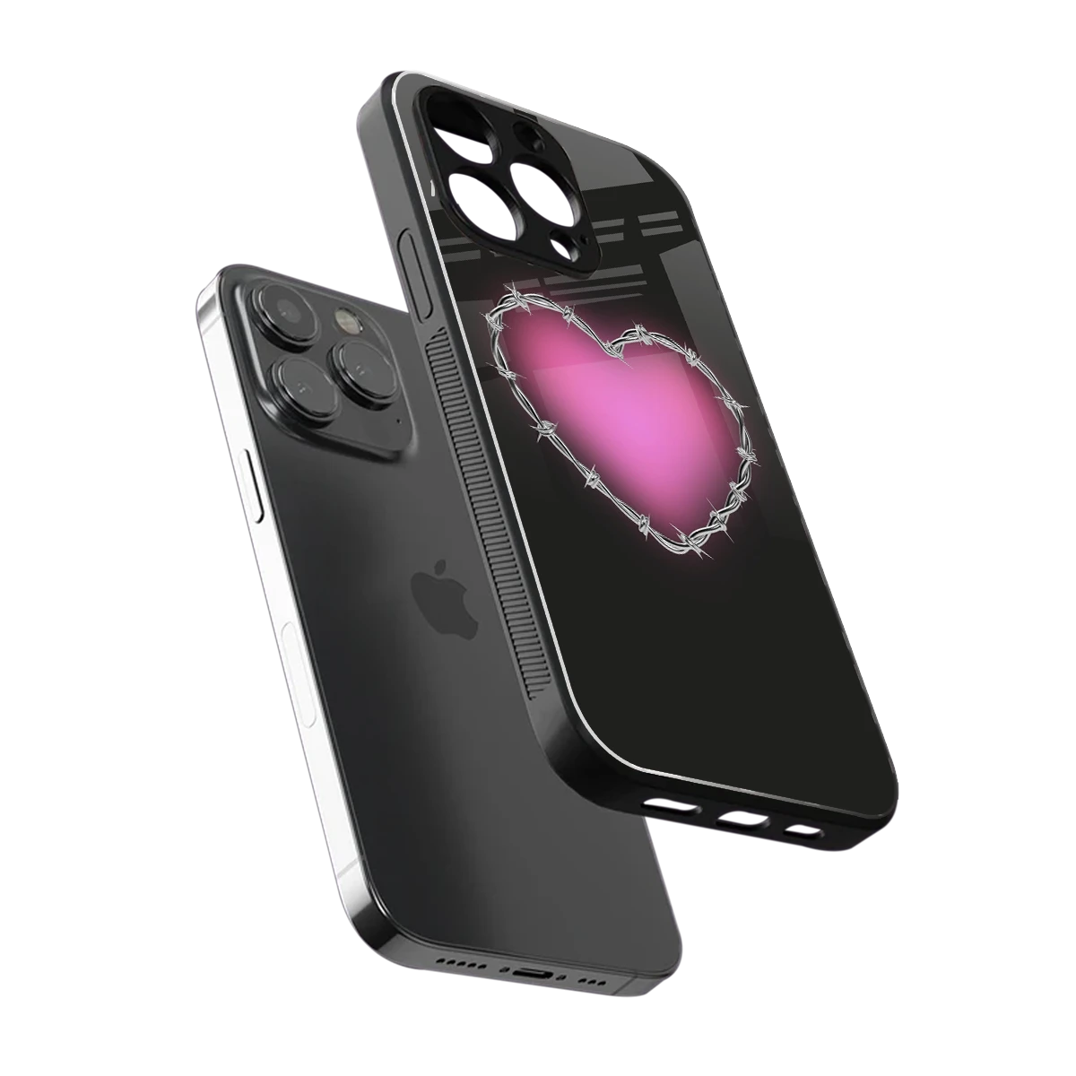 Chained Heart sleek iphone 13 pro cover with tempered glass back and TPU edges