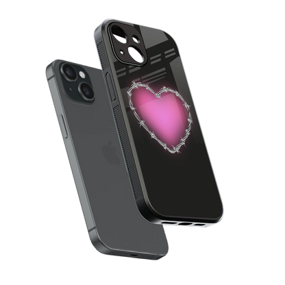 Chained Heart sleek iphone 14 cover with tempered glass back and TPU edges