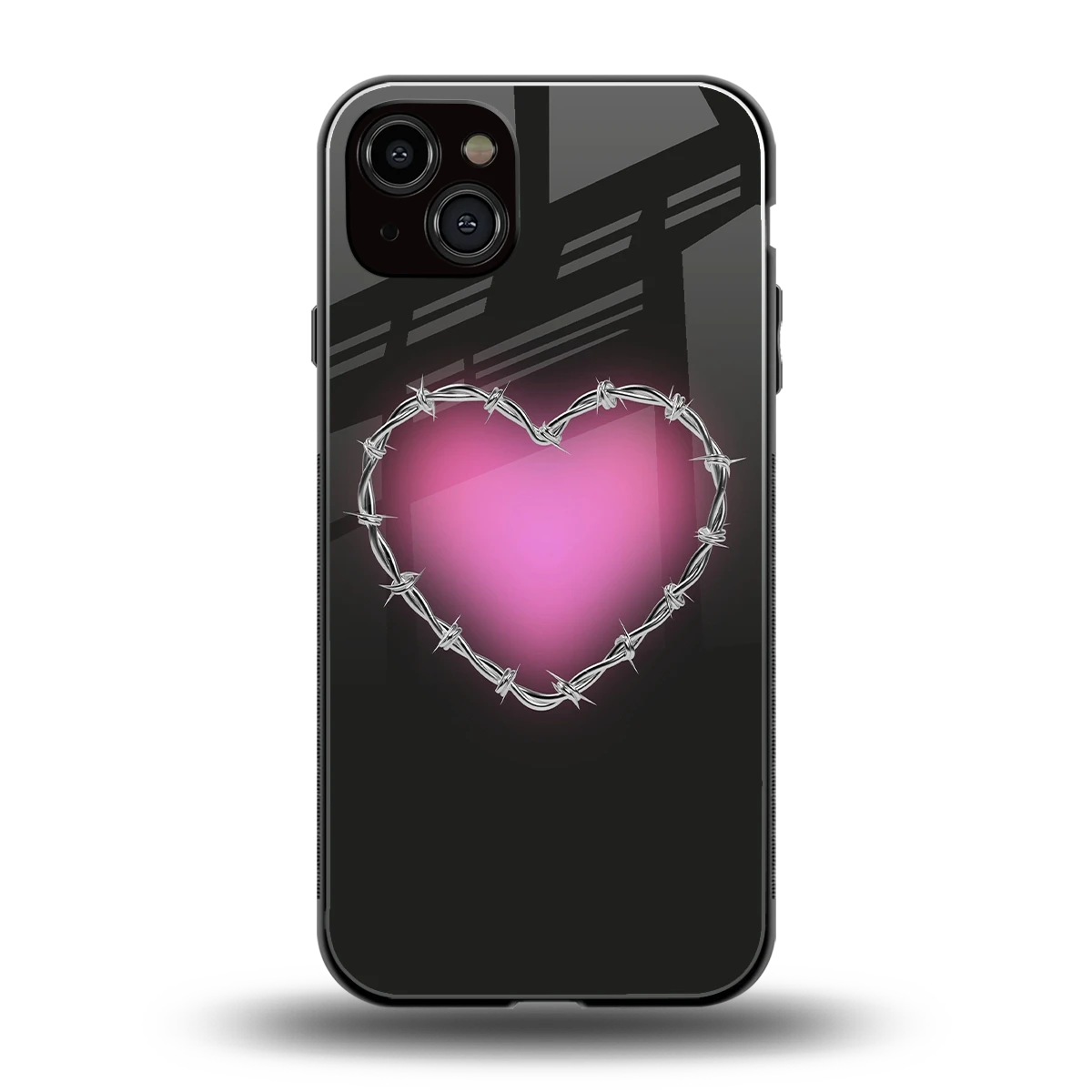 Chained Heart back phone cover | glass case for iphone 15 plus
