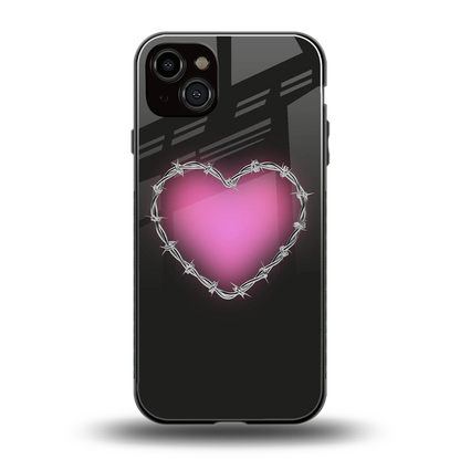 Chained Heart back phone cover | glass case for iphone 15 plus