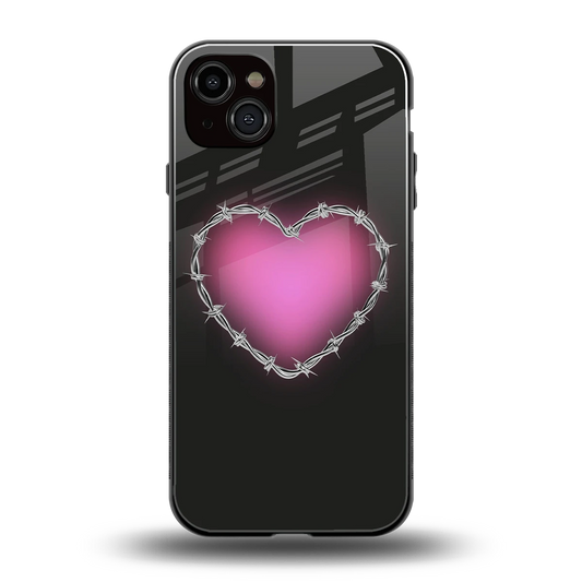 Chained Heart back phone cover | glass case for iphone 15 plus