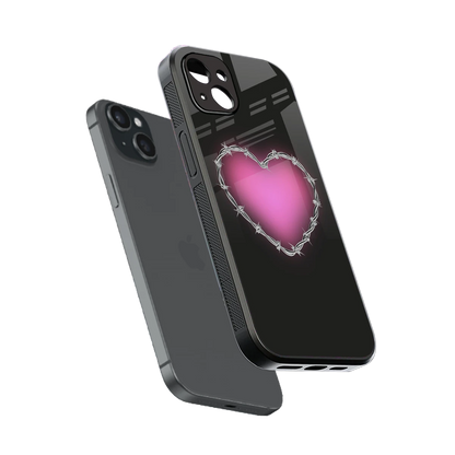 Chained Heart sleek iphone 15 plus cover with tempered glass back and TPU edges