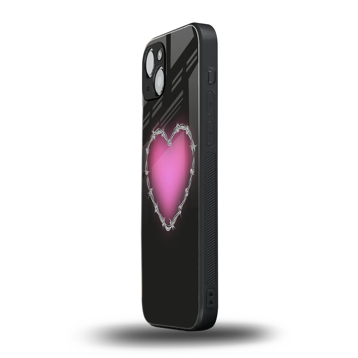 Chained Heart iphone 15 plus mobile cover | shockproof glass phone case