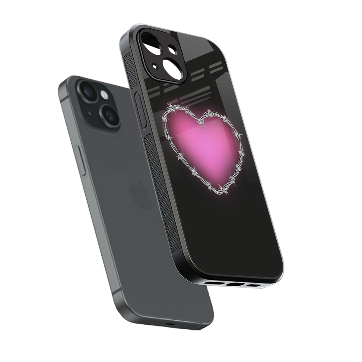 Chained Heart sleek iphone 15 cover with tempered glass back and TPU edges