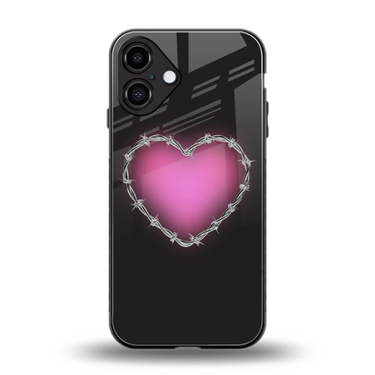 Chained Heart back phone cover | glass case for iphone 16 plus