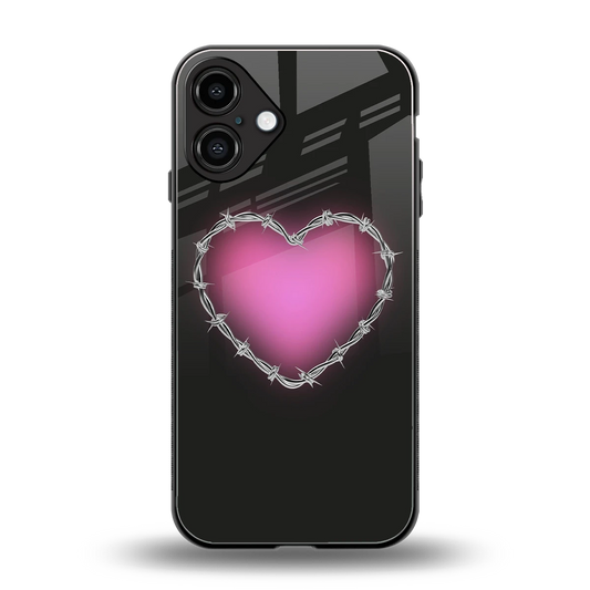 Chained Heart back phone cover | glass case for iphone 16 plus