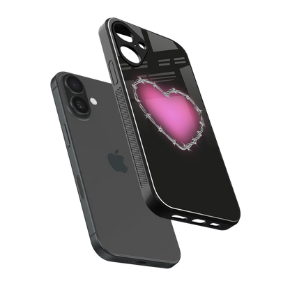 Chained Heart sleek iphone 16 plus cover with tempered glass back and TPU edges