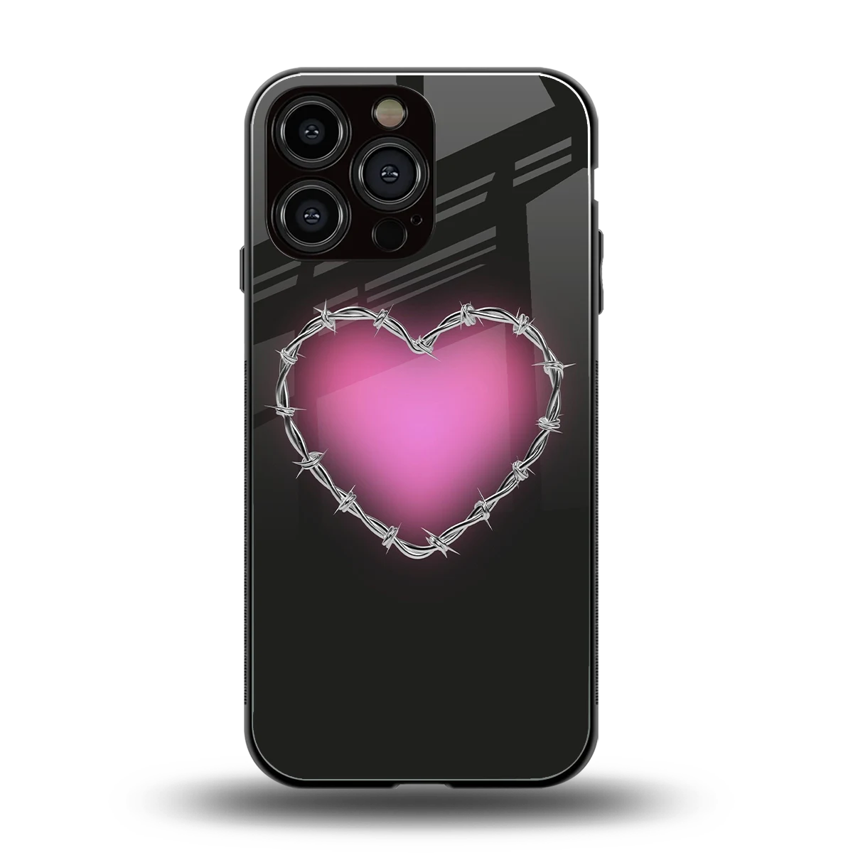 Chained Heart back phone cover | glass case for iphone 16 pro max