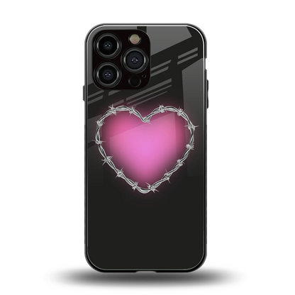 Chained Heart back phone cover | glass case for iphone 16 pro max