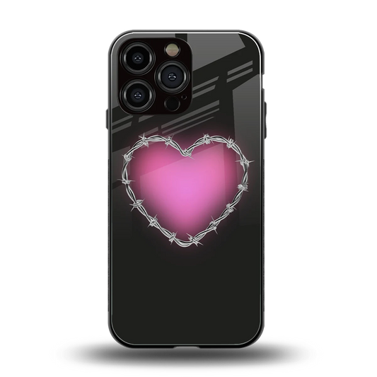 Chained Heart back phone cover | glass case for iphone 16 pro max