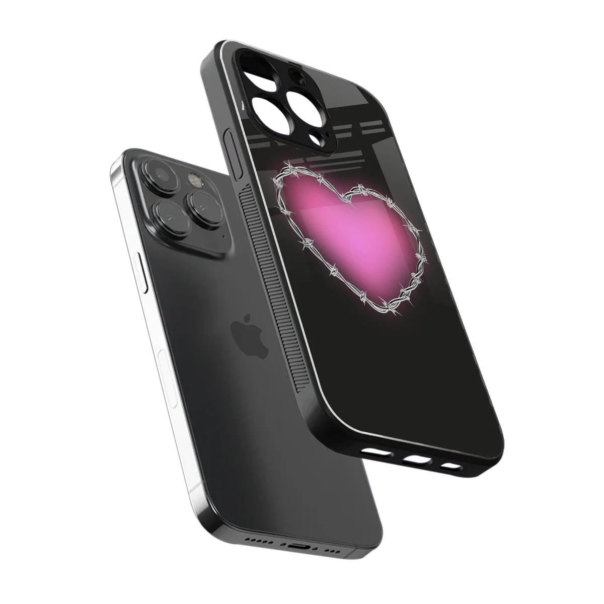 Chained Heart sleek iphone 16 pro max cover with tempered glass back and TPU edges