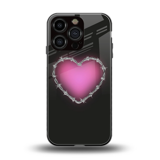 Chained Heart back phone cover | glass case for iphone 16 pro