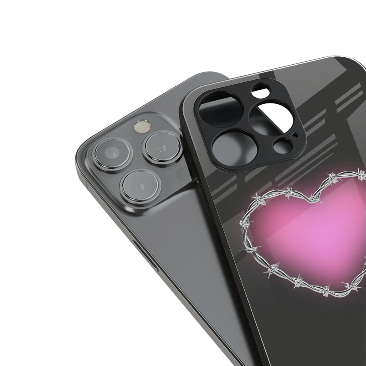 Chained Heart stylish phone case for iphone 15 plus | glossy glass and slim fit