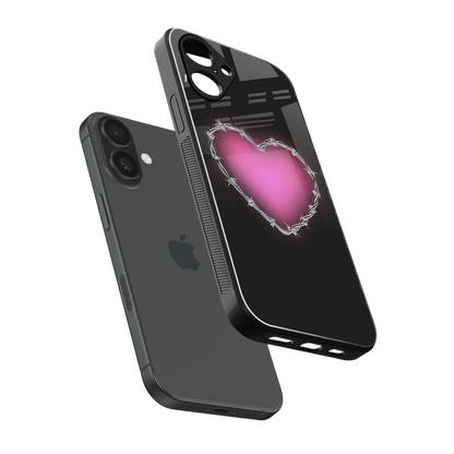 Chained Heart sleek iPhone 16 cover with tempered glass back and TPU edges