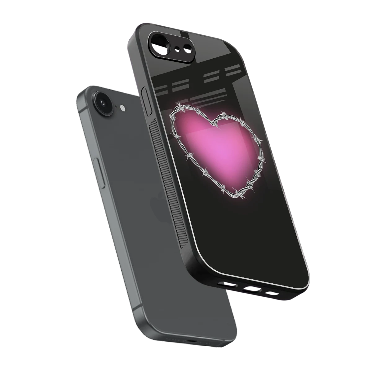Chained Heart sleek iphone 16e cover with tempered glass back and TPU edges