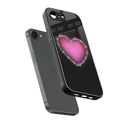 Chained Heart sleek iphone 16e cover with tempered glass back and TPU edges