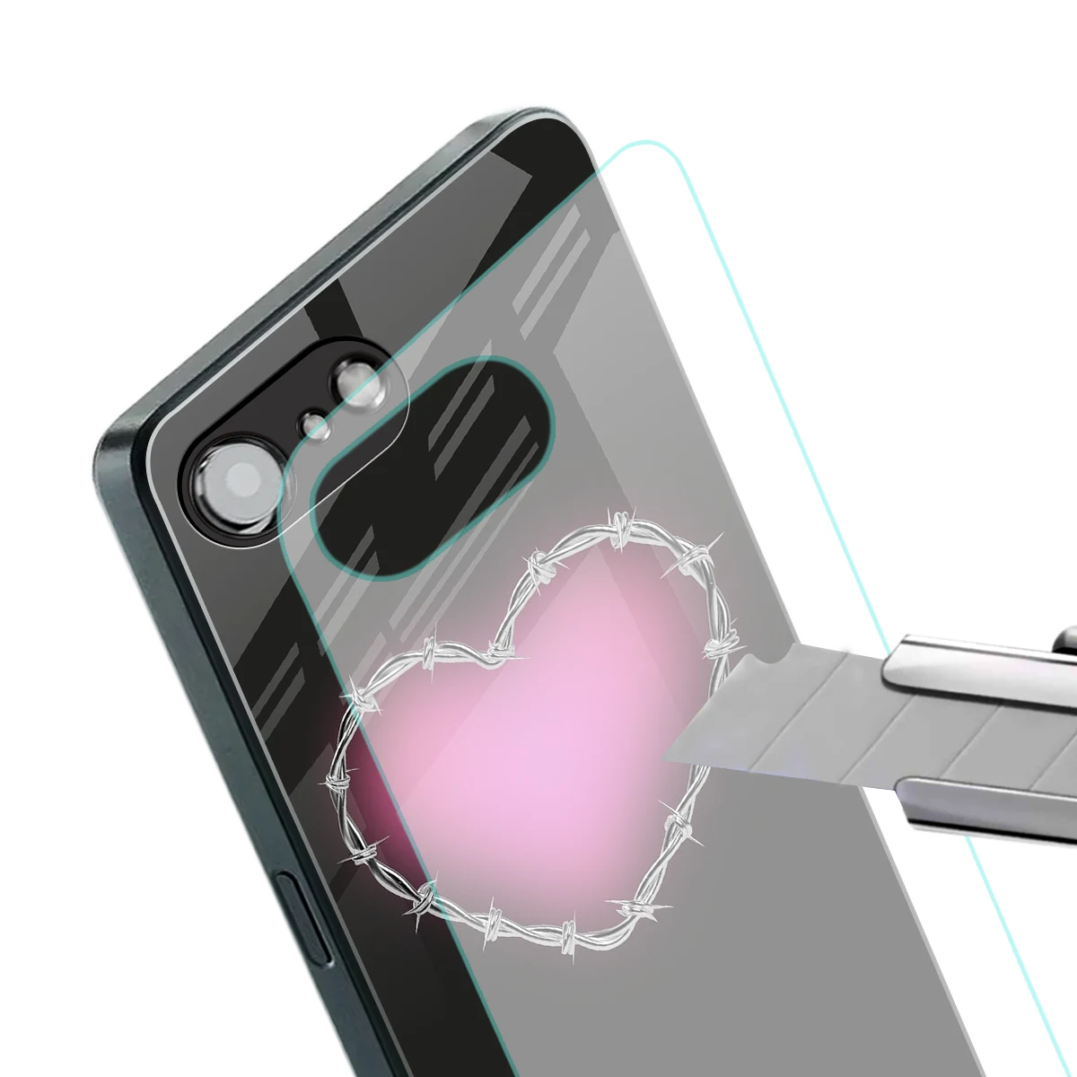 Chained Heart stylish phone case for iphone 16e | glossy glass and slim fit