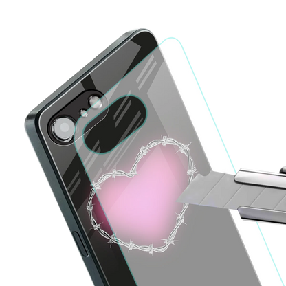 Chained Heart stylish phone case for iphone 16e | glossy glass and slim fit