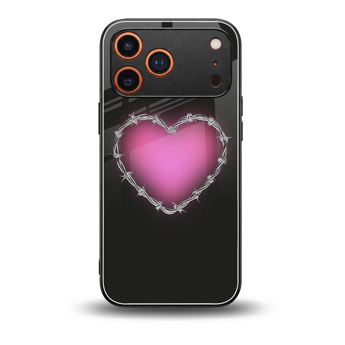 Chained Heart back phone cover | glass case for iphone 17 pro max