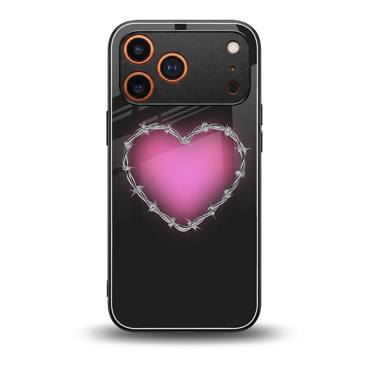 Chained Heart back phone cover | glass case for iphone 17 pro max