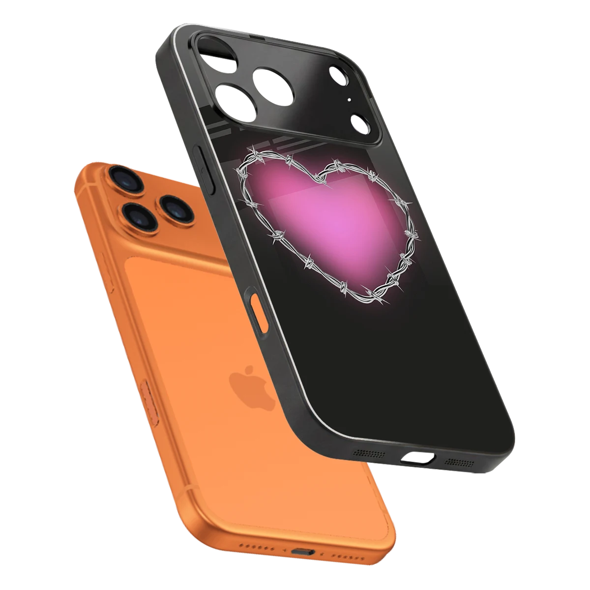 Chained Heart sleek iphone 17 pro max cover with tempered glass back and TPU edges