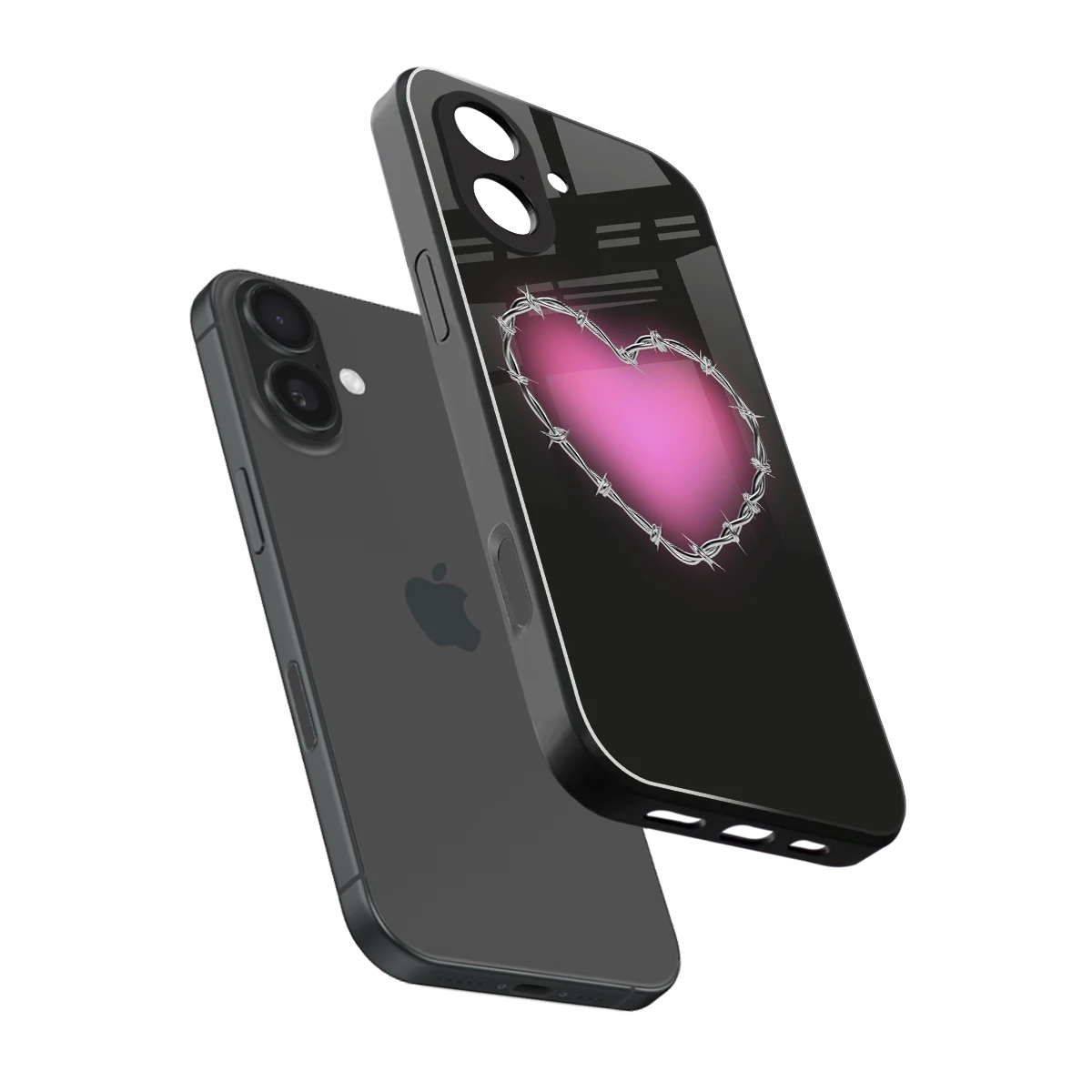 Chained Heart sleek iphone 17 cover with tempered glass back and TPU edges