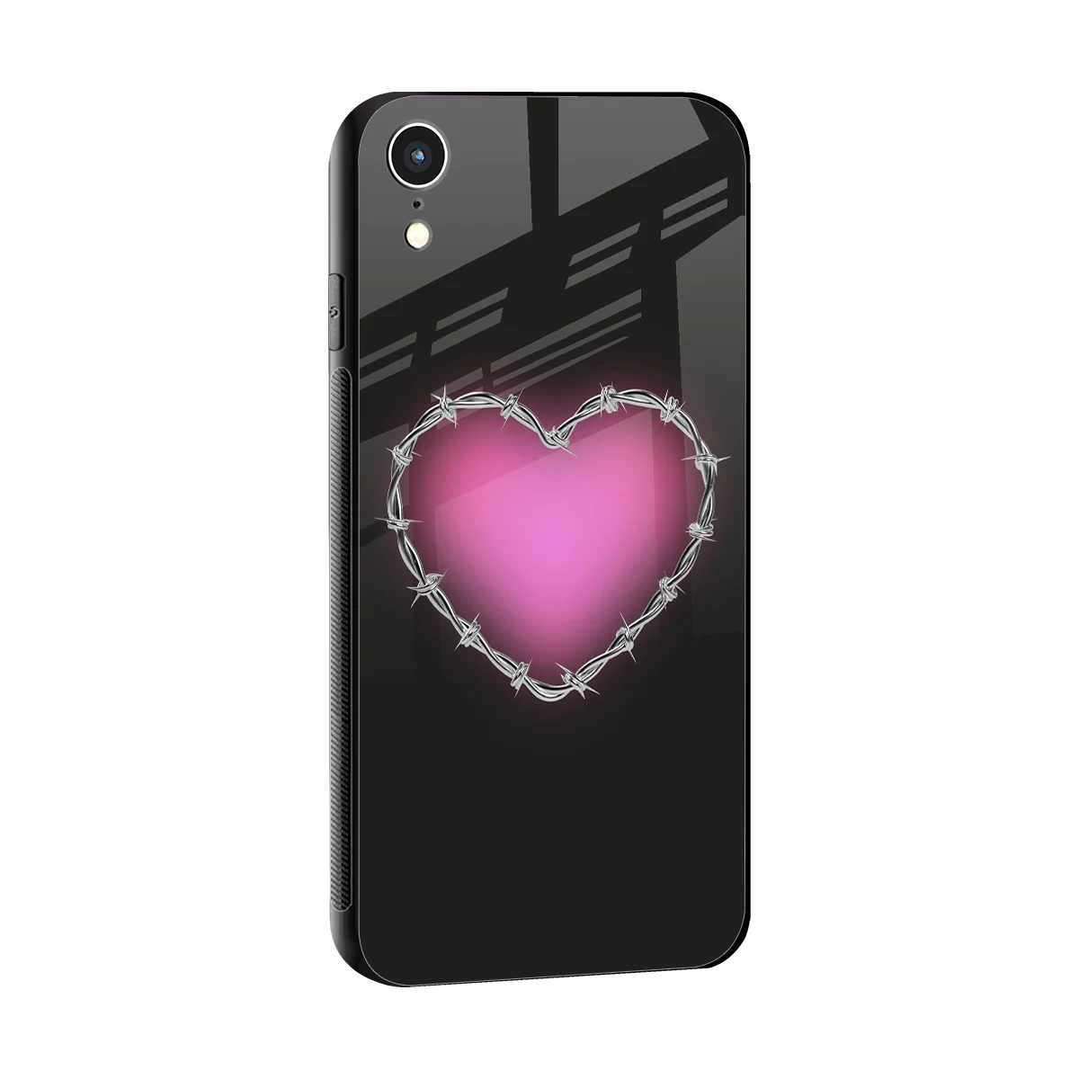 Chained Heart sleek iphone xr cover with tempered glass back and TPU edges
