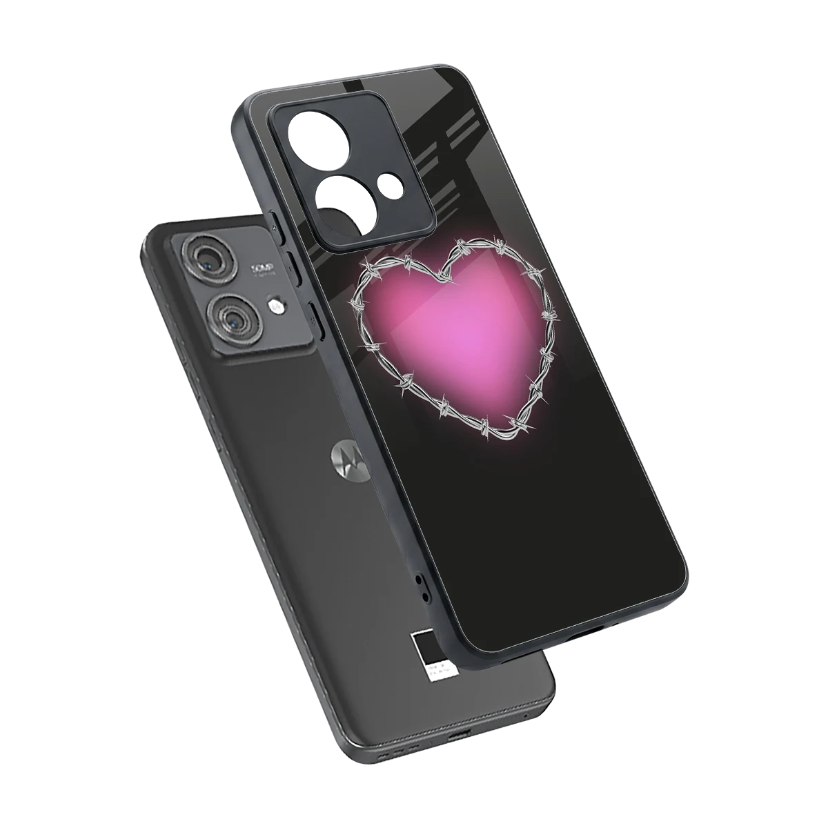 Chained Heart sleek motorola edge 40 neo 5g cover with tempered glass back and TPU edges