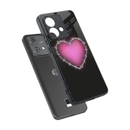 Chained Heart sleek motorola edge 40 neo 5g cover with tempered glass back and TPU edges