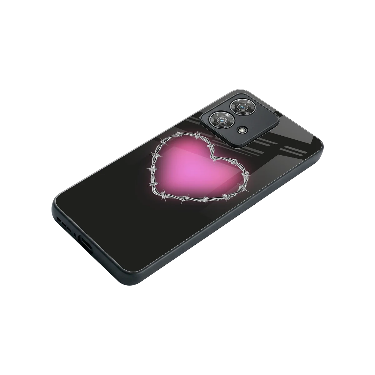 Chained Heart stylish phone case for motorola edge 40 neo 5g | glossy glass and slim fit