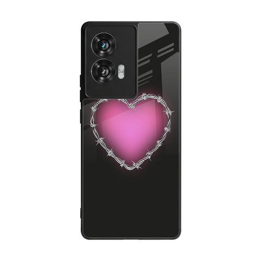 Chained Heart back phone cover | glass case for motorola edge 50 fusion