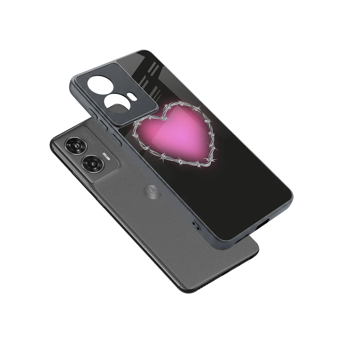Chained Heart sleek motorola edge 50 fusion cover with tempered glass back and TPU edges