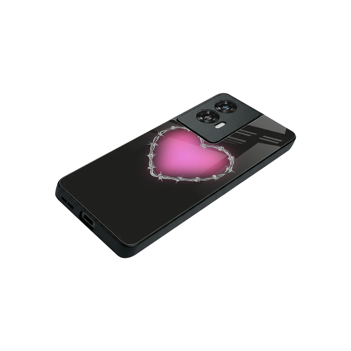 Chained Heart stylish phone case for motorola edge 50 fusion | glossy glass and slim fit