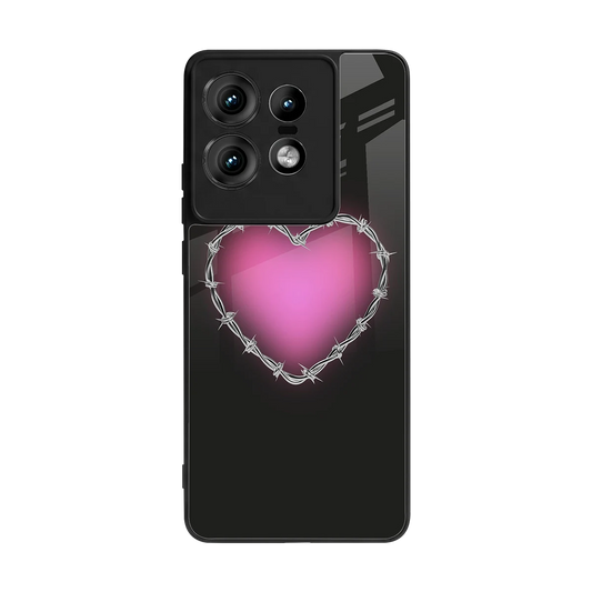 Chained Heart back phone cover | glass case for motorola edge 50 pro