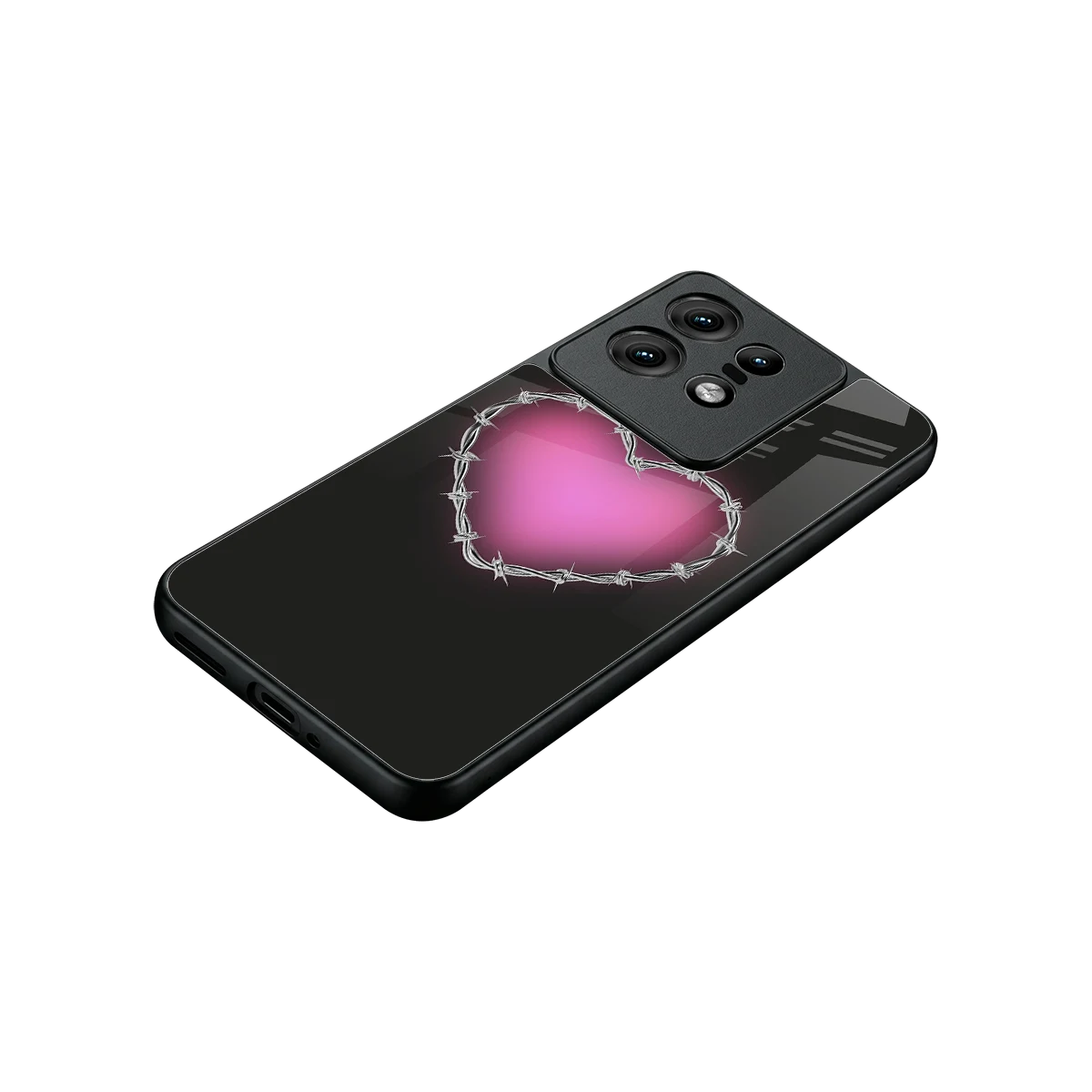 Chained Heart stylish phone case for motorola edge 50 pro | glossy glass and slim fit