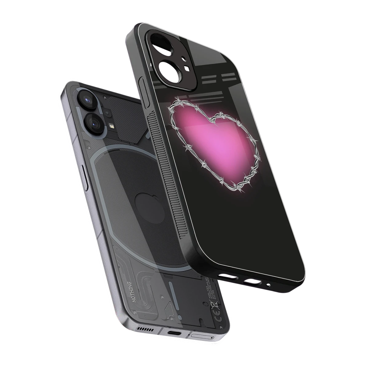 Chained Heart sleek nothing phone 1 cover with tempered glass back and TPU edges