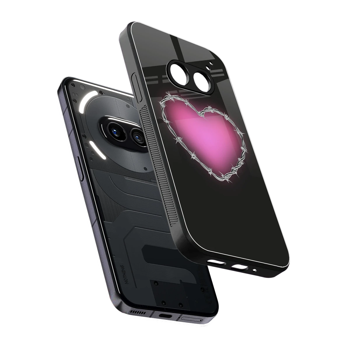 Chained Heart sleek nothing phone 2a cover with tempered glass back and TPU edges