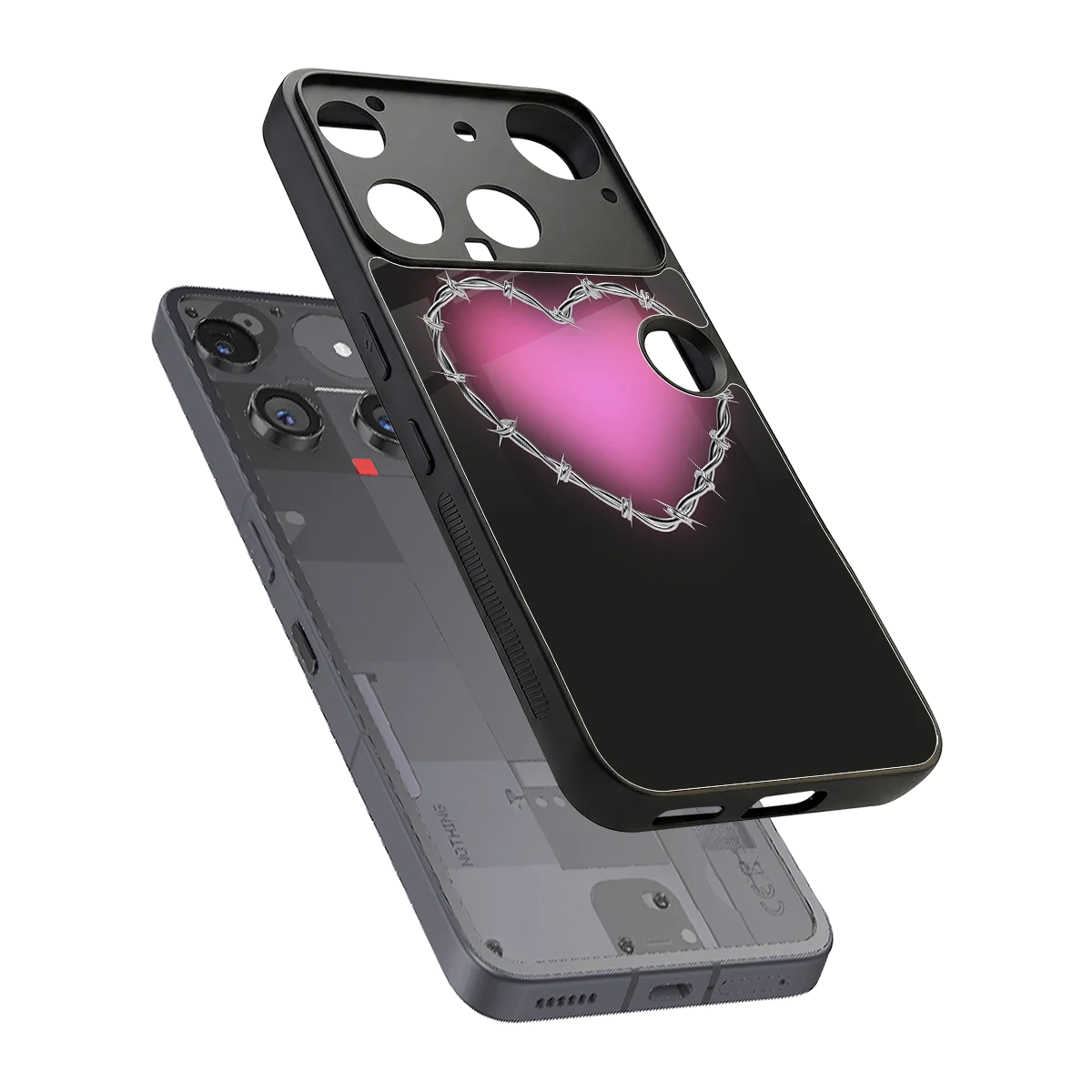 Chained Heart sleek nothing phone 3 cover with tempered glass back and TPU edges