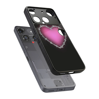 Chained Heart sleek nothing phone 3 cover with tempered glass back and TPU edges