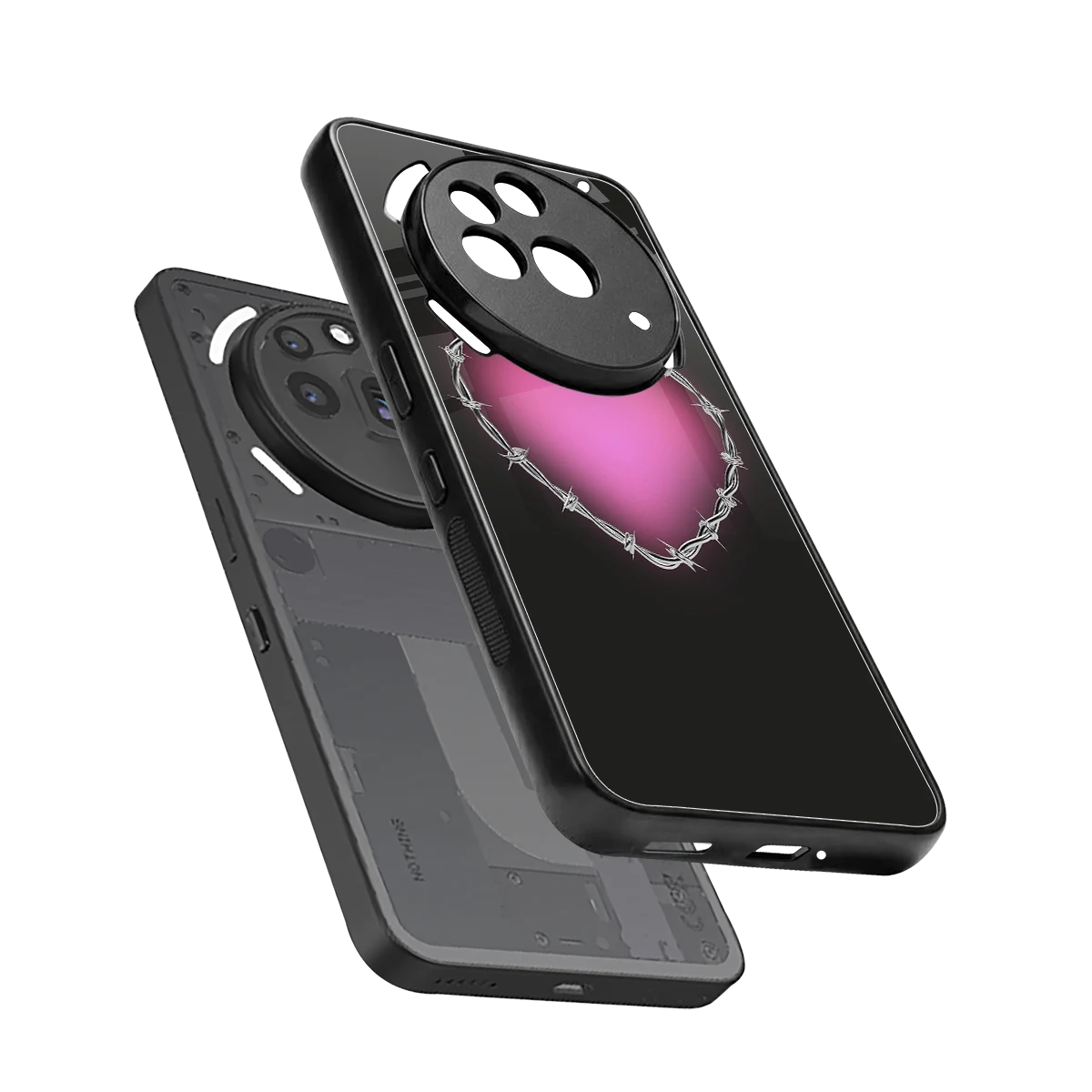 Chained Heart sleek nothing phone 3a pro cover with tempered glass back and TPU edges