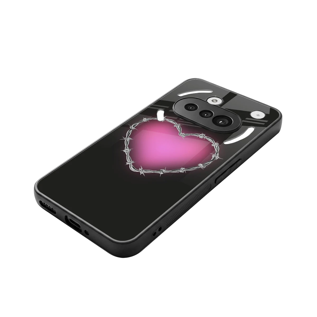Chained Heart stylish phone case for nothing phone 3a | glossy glass and slim fit