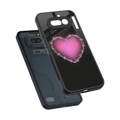 Chained Heart sleek nothing phone 4a cover with tempered glass back and TPU edges