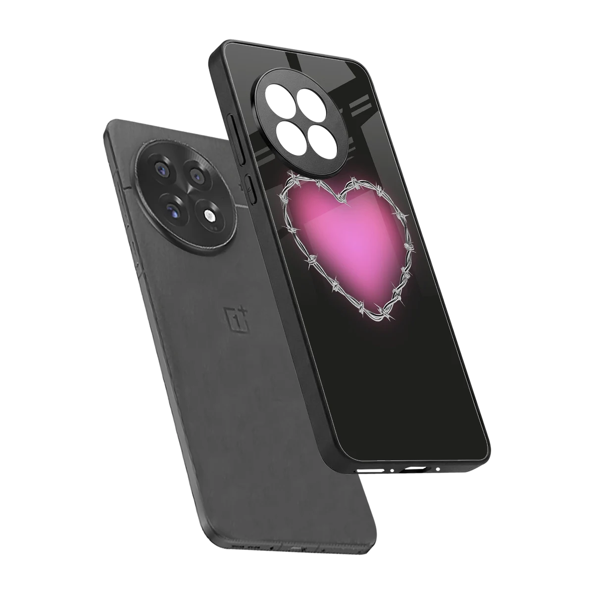 Chained Heart sleek oneplus 13r cover with tempered glass back and TPU edges