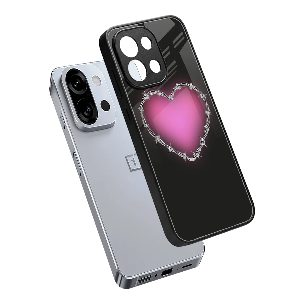 Chained Heart sleek oneplus 13s cover with tempered glass back and TPU edges