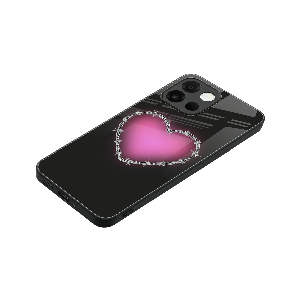 Chained Heart stylish phone case for oneplus 13s | glossy glass and slim fit