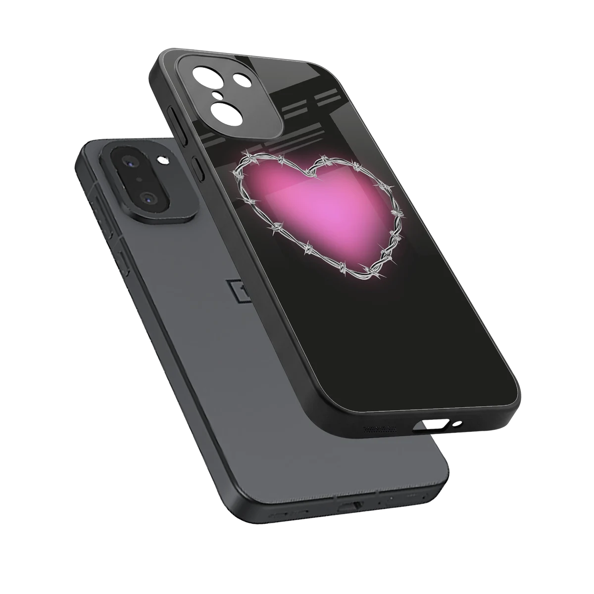 Chained Heart sleek oneplus 15r cover with tempered glass back and TPU edges