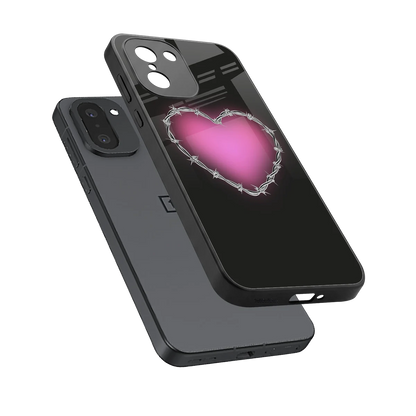 Chained Heart sleek oneplus 15r cover with tempered glass back and TPU edges