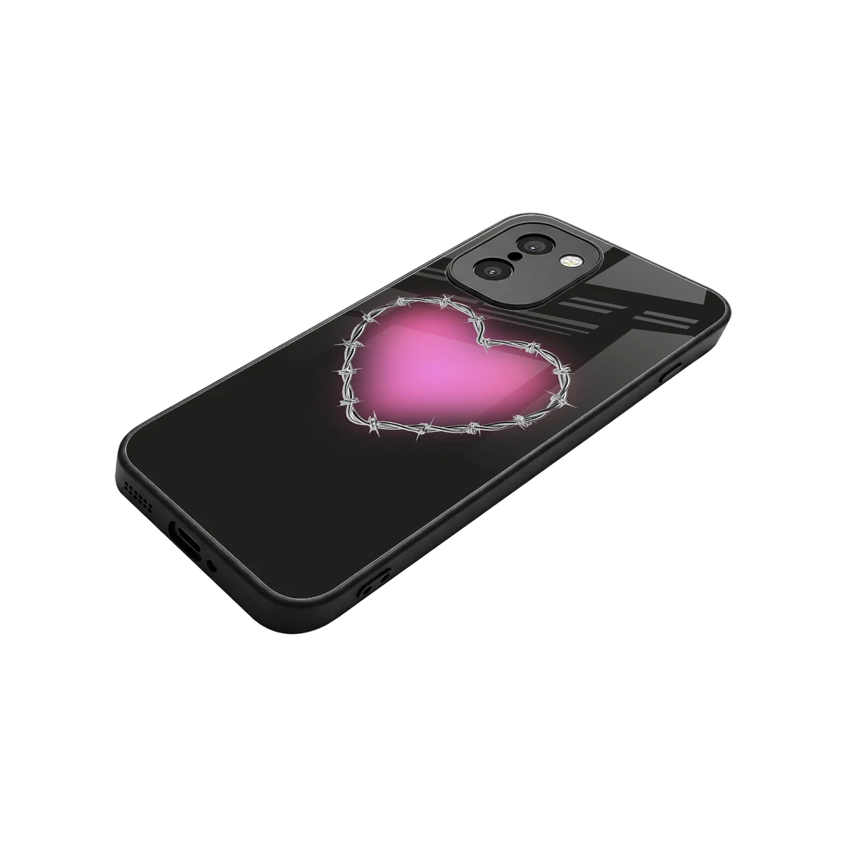 Chained Heart stylish phone case for oneplus 15r | glossy glass and slim fit